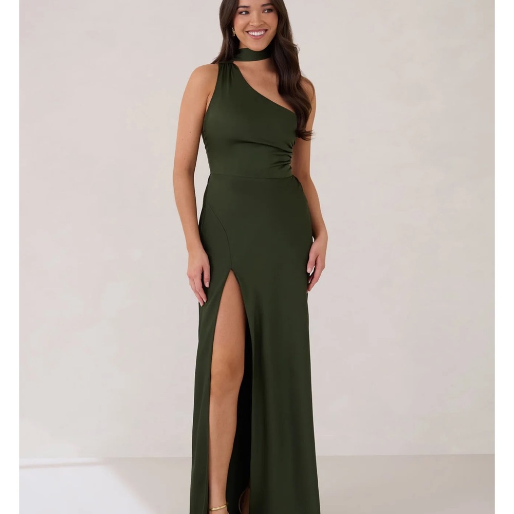 Park & Fifth One-Shoulder Forest Green Dress